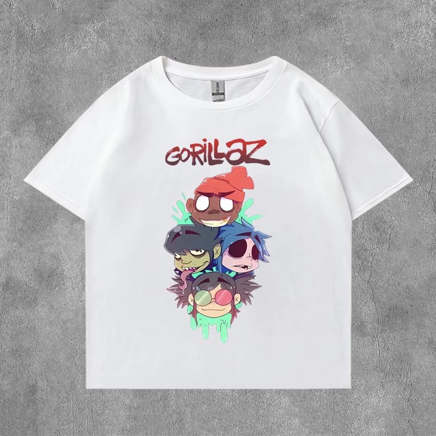 Hot Music Band Gorillazs Punk Rock Graphic T Shirts New Unisex Women 90s music short sleeve Tshirt Unisex 100 Cotton streetwear S