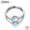 925 Sterling Silver Charm Aquamarine Ring for Women Fashion Wedding Jewelry Engagement Party Gift