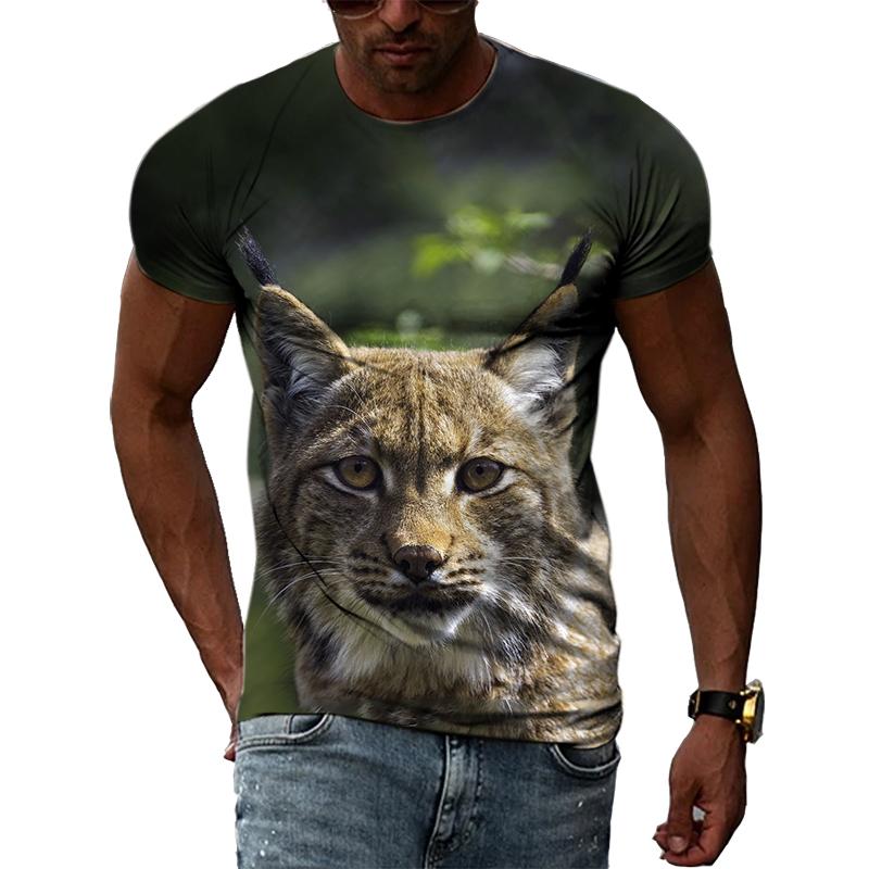 Sommer Mode Persönlichkeit Lynx Grafik T Shirts Männer Hip Hop Street Style Spaß Tees Trend Casual Gedruckt Oansatz Kurzarm tops