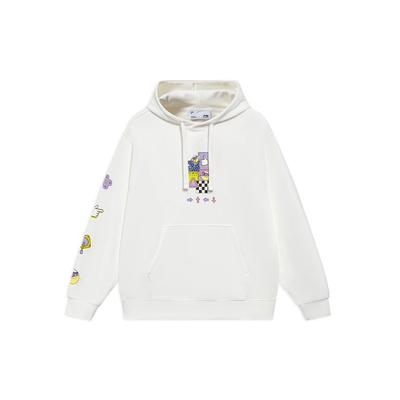 Li-Ning Moletom Canguru Estampa Desenho Animado Feminino Tops Branco AWDS592-1