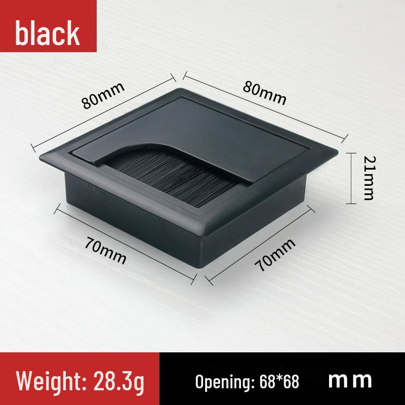Square Bristle Wire Grommet Cover, Imitation Aluminum, ABS Plastic Cable Hole Cover for Desk & Conference Table Cable Management.