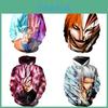 Felpa con cappuccio unisex in poliestere Dragon Ball Z Super Saiyan Goku Anime**