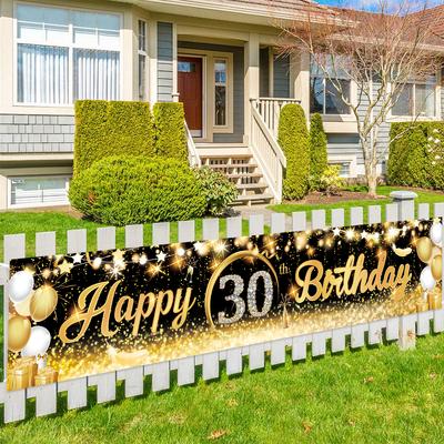 Banner Negru Auriu La Mulți Ani Adult 30 40 50 60 Petrecere de Aniversare Decorațiuni Consumabile Steag Ghirlandă Aniversare