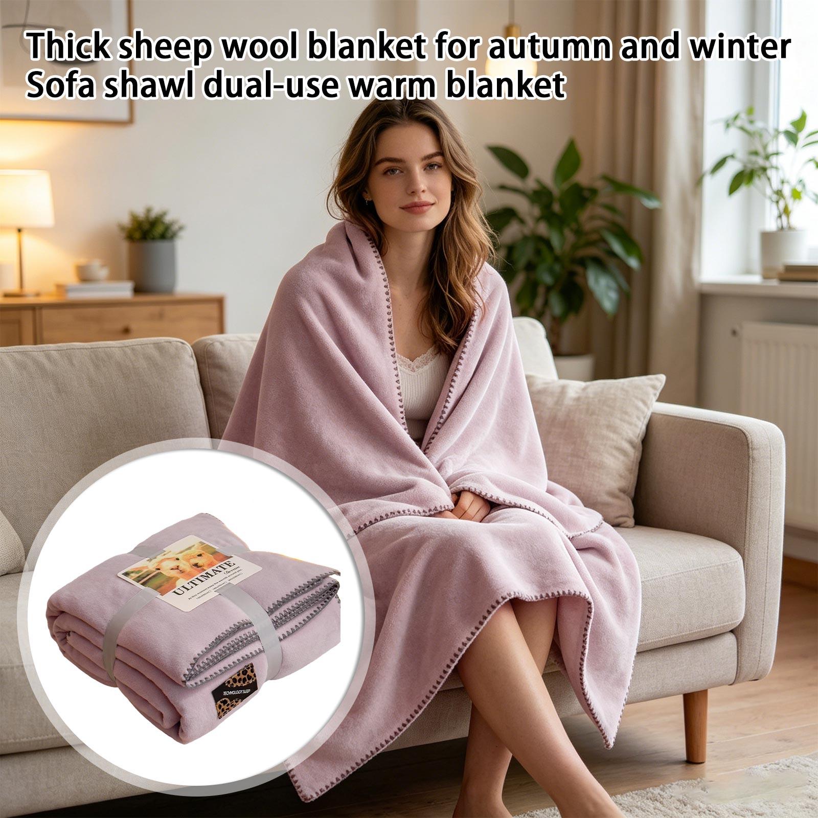 

Thickened Plush Fleece Blanket for Office Nap and Travel Soft Warm Throw Blanket Multi-Purpose Sofa Shawl Cover Blanket 150cm/59 06in by 100cm/39 37in One Size