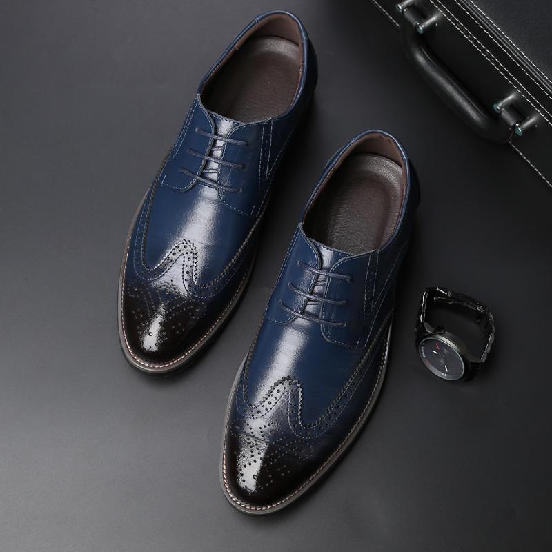 Men Oxford Genuine Leather Dress Shoes Formal Business Shoes Lace Up Flats Male Casual Shoes
