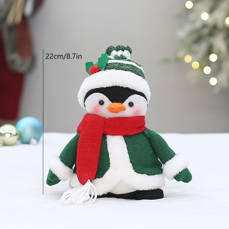Knitted Fabric Small Sitting Doll Santa Claus Snowman Elk Penguin Holiday Ornament