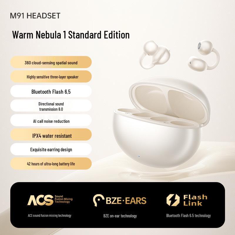 

AI-Powered Bone Conduction Bluetooth Headset M91 with Ear Clip
