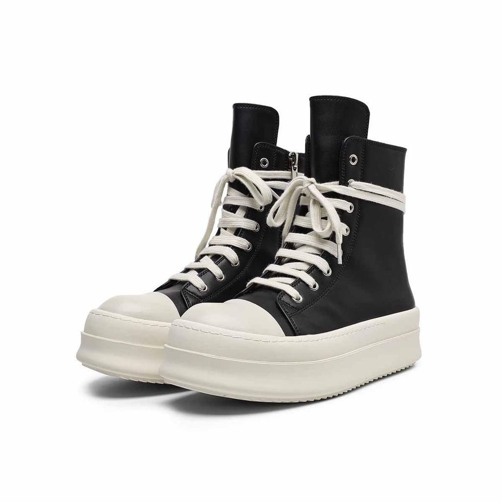 Thick-Soled Heightening Black And White High-Top Board Shoes Men'S And Women'S Couple Boots Side Zipper Tooling Boots Spring Senior Martin Boots