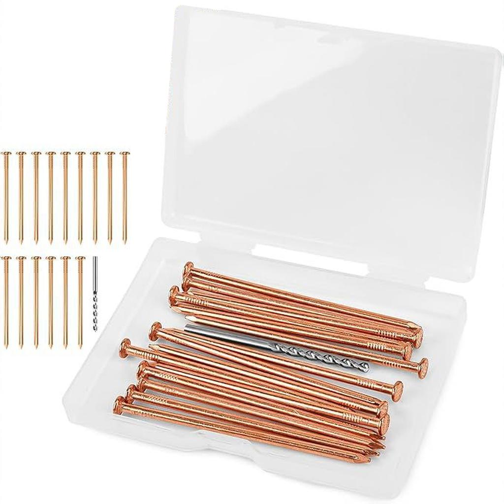 15 pcs Copper Nails for Killing Trees Stump Root Slowly, 3.15" Copper Nails with Drill, Stump Removal Spikes Nails for Trees, Stumps