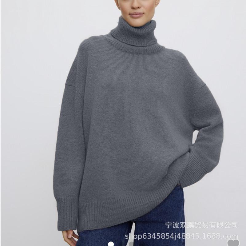 2026 autumn and winter hot sale turtleneck loose knitted top sweater women's clothing European and American spot, multi-color 066