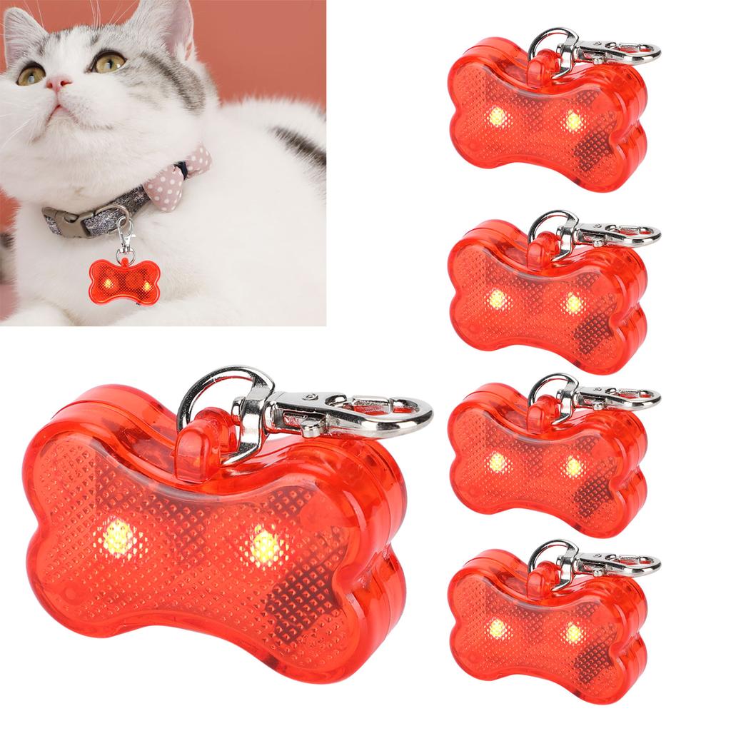 5Pcs Side Switch Bone Shape Pet Collar Light Lamp Tag Pendant Supply Waterproof Design