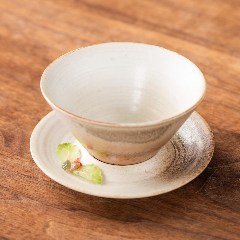 Retro Style Ceramic Cup Coarse Pottery Ceramic Cup Creative Flying Saucer Coffee Cup Saucer Set