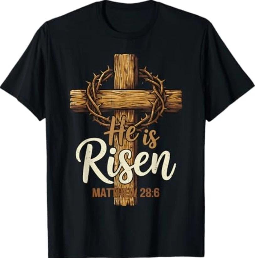 Easter Cross He is Risen Jesus Christian Men Women T-Shirt XL