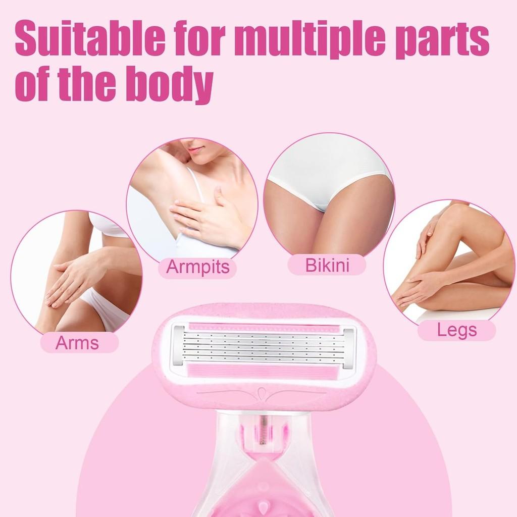 5PCS Women Safety Razor Blades 5-Layer Stainless Steel Blades for Face/ Leg/ Armpit/ Bikini Beauty Hair Removal Shaving Portable Lady Manual Shaver
