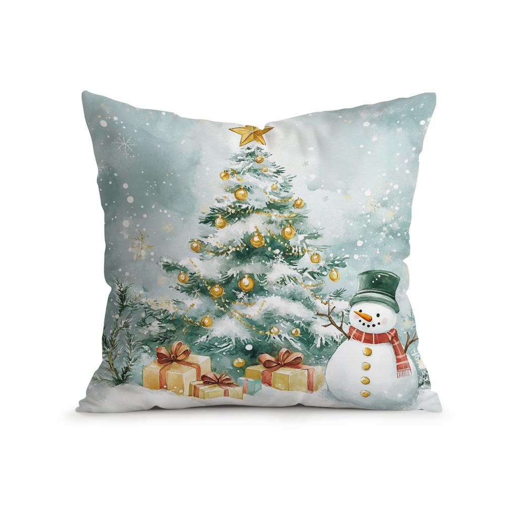 Green Christmas Decoration Pillowcase Printed Polyester 45X45Cm Throw Pillowcover Decorative Sofa Cushion Pillowslip Home Decor