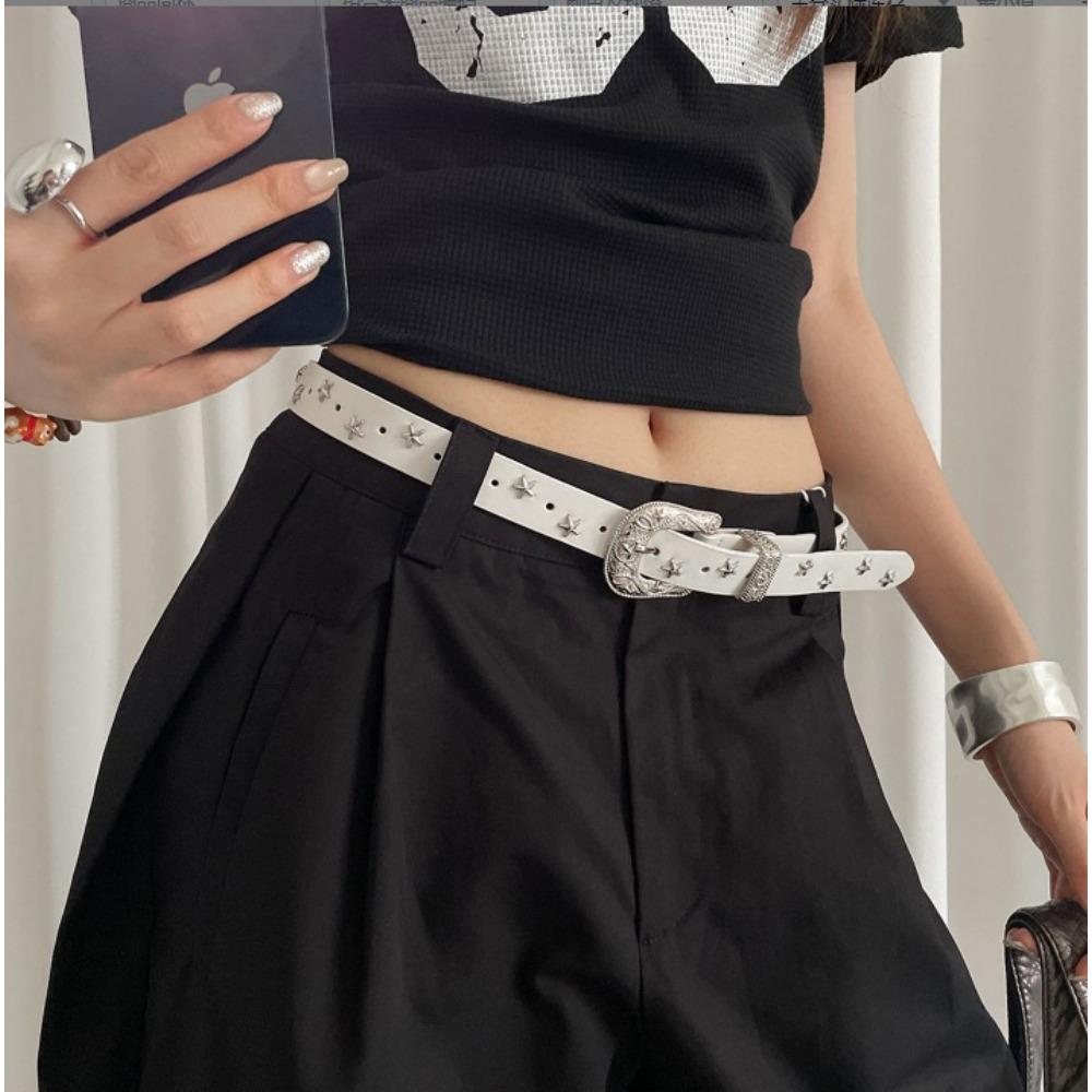 American Retro Pentagram Women's Belt Women's Versatile High-end Belt Niche Design Accessories