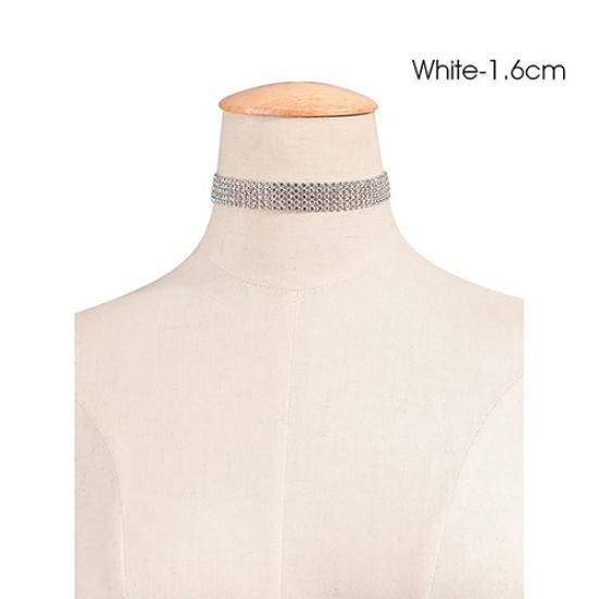 

Женское панк-роскошное колье-колье со стразами и воротником, ожерелье, свадебные украшения 1.6cm белый