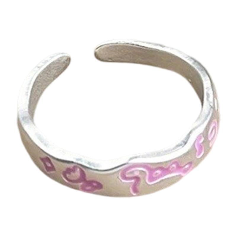 A52E Cartoon Dinosaurs Doodles Rings Adjustable Colorful Star Accent Lovely Jewelry