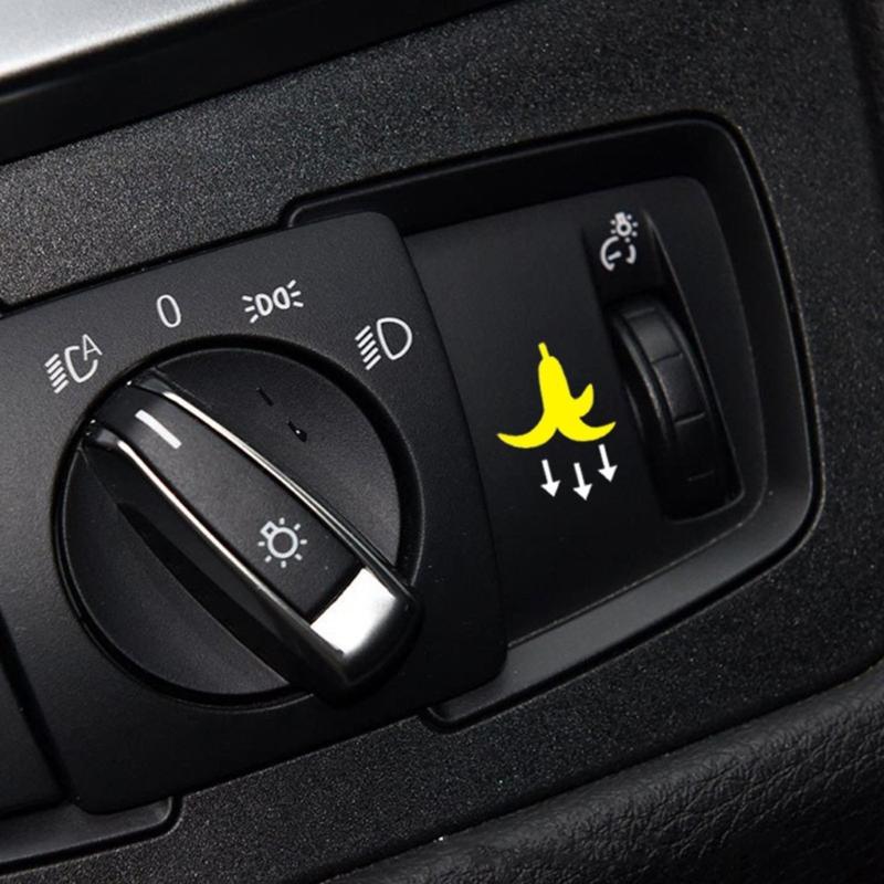 Weather Resistant Reflective Car Button Reflective Adhesive Stickers Decals for Inner Switches Protection Yellow Design