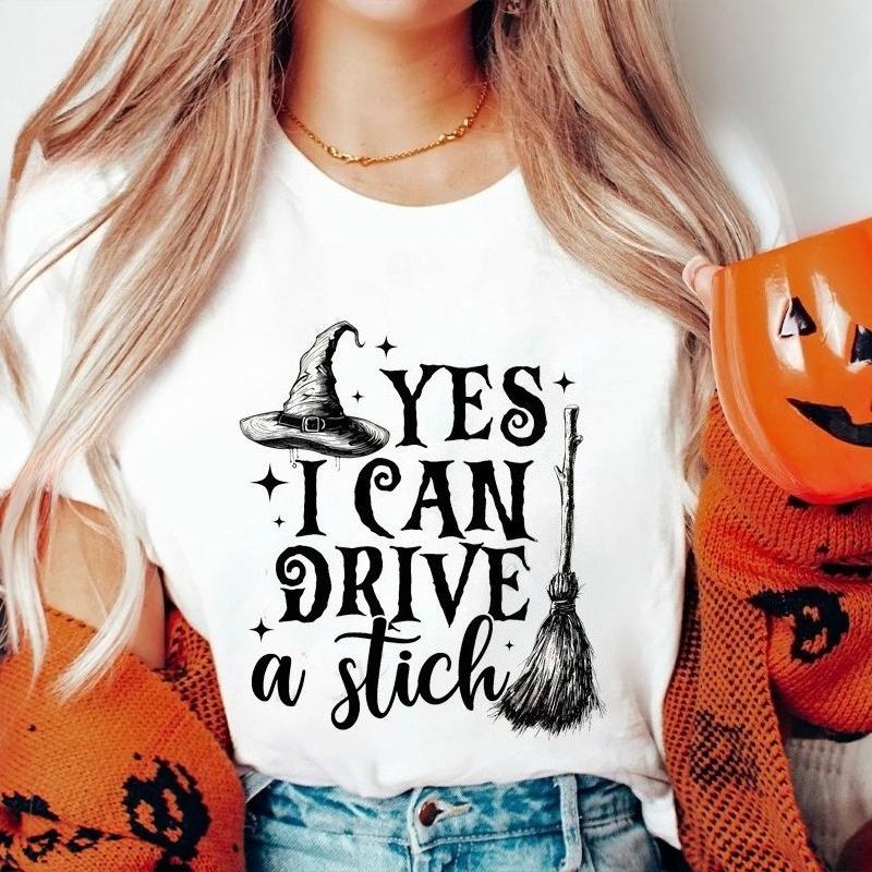 Fashionable Halloween printed Tshirt with casual short sleeved round neck suitable for daily Womens Tshirt in all seasons