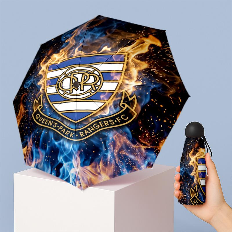 Queens Park Rangers Football Pattern Printed Mini 5 Folds 8 Ribs Compact Umbrella Windproof Waterproof Lightweight Portable Folding