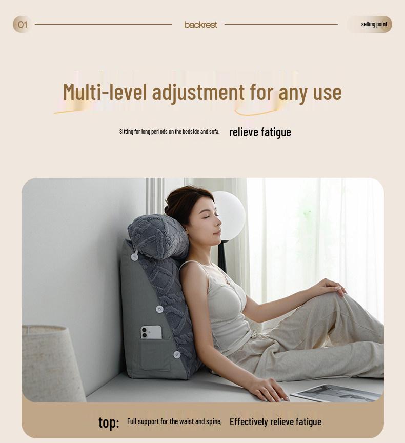2025 New Large Backrest Cushion: Soft Bedside Pillow with Neck and Waist Support for Pregnant Women and Readers