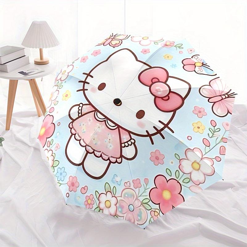 Hello Kitty, Floral Automatic Opening and Closing Folding Umbrella with 8 Rib Frame and Compact Travel Design, Perfect for All Occasions | S