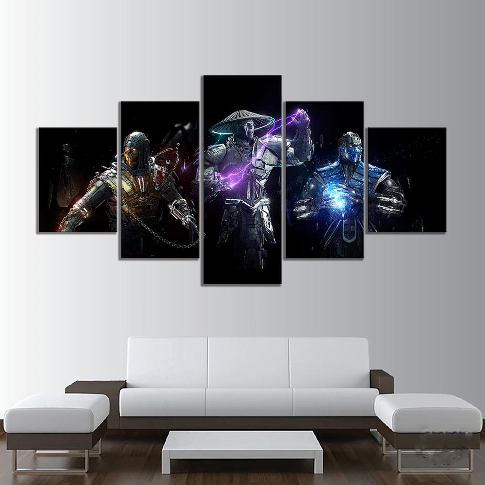 Juego Mortal Kombat, regalo de cumpleaños, 5 piezas, arte de pared HD, carteles en lienzo, pinturas para sala de estar, decoración del hogar, imágenes decorativas