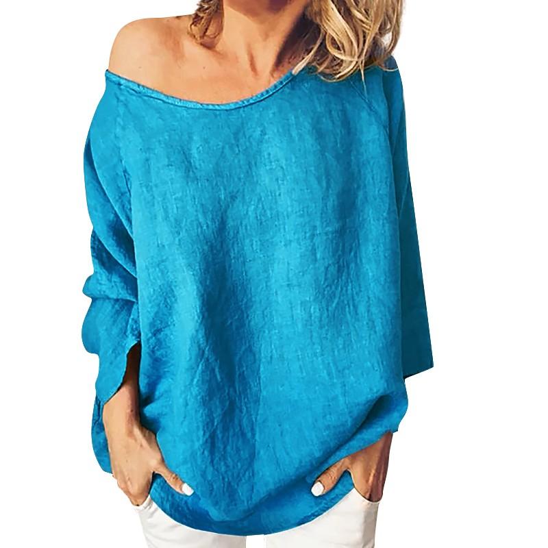 Women's Fashion Solid Color Round Neck Loose Long Sleeve Loose Top