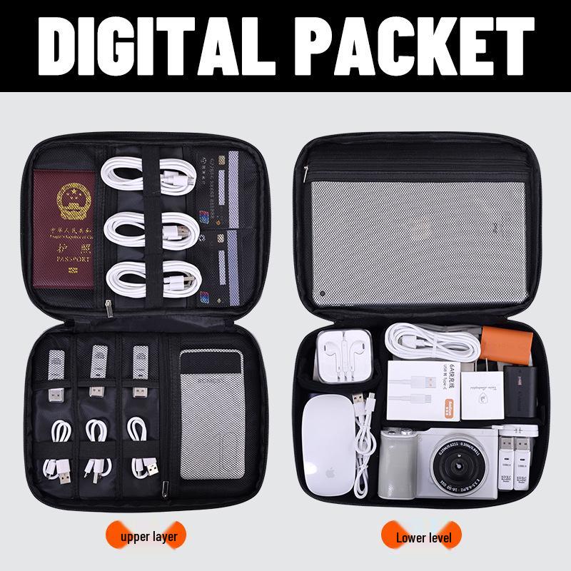 Double-layer Electronics Storage Bag for Cables, Chargers, Earphones, USB Drives, Mouse, Hard Drives, and Power Banks