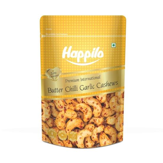 Vedic Spices Happilo Premium International Butter Chilli Garlic Cashew 160G, Essential Nutrients Like Protein, Fiber, And Healthy Fats, Perfect For Spice Lovers