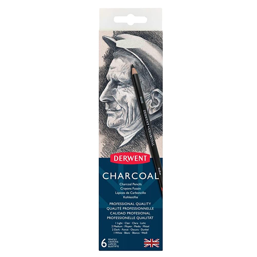 Derwent Charcoal Set of Metal 0700838 Pencils, 6, Case,