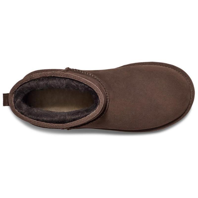 UGG Essential Split Cow Leather Short Snow Boots Women's Chocolate Sneakers 1115030-CHO