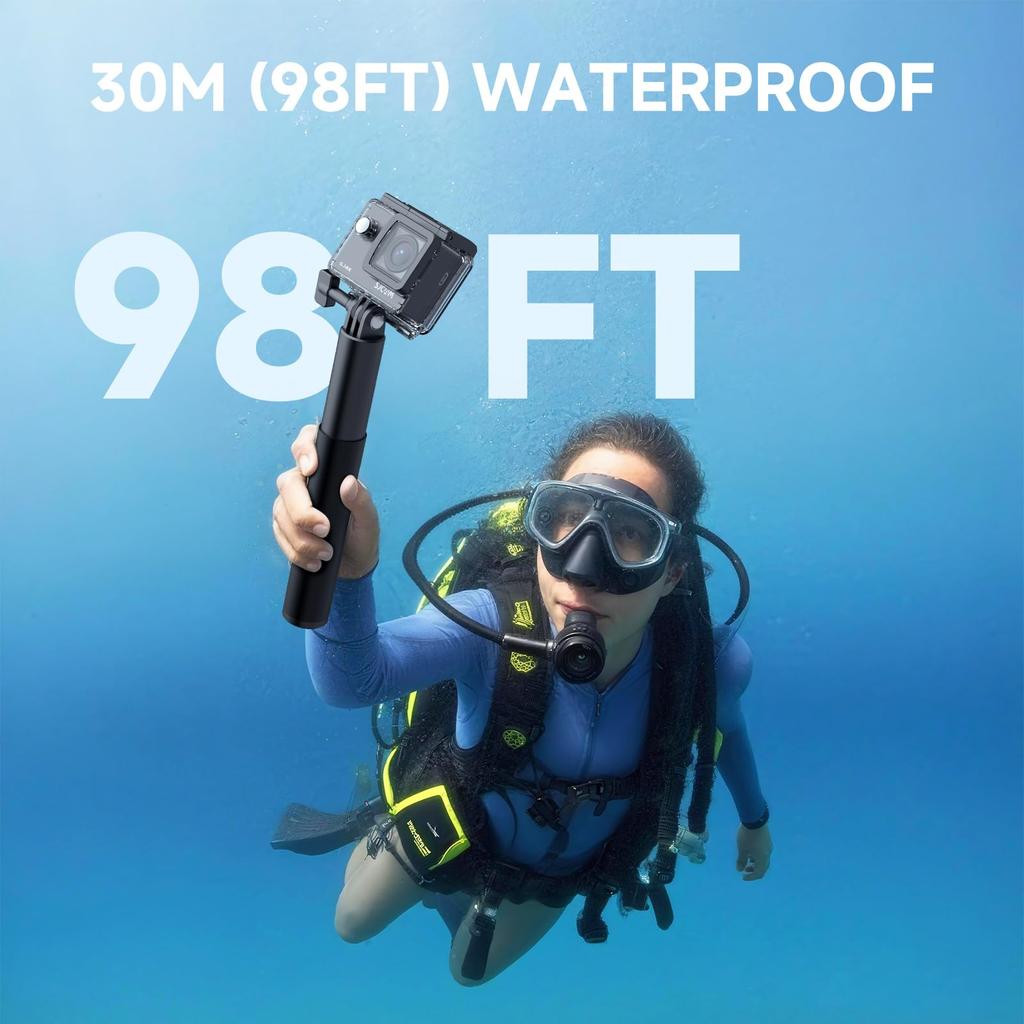 SJCAM SJ4K Action Camera with Image Stabilization 40m Waterproof Underwater Camera Lens with WDR 5x WiFi Connection 2 Included Accessories for and