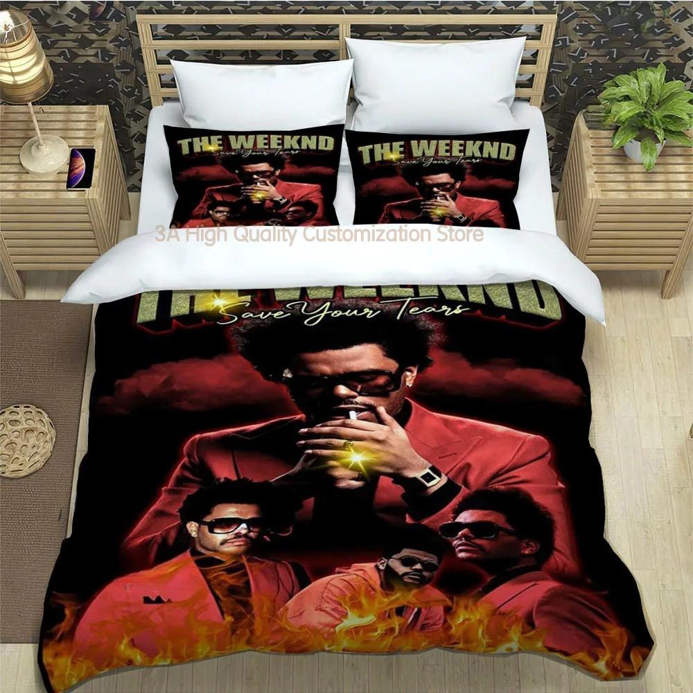 Juegos de Cama Estampados del Cantante The Weeknd Exquisito Juego de Ropa de Cama Funda Nórdica Juego de Colcha Juego de Cama Lujoso Regalo de Cumpleaños