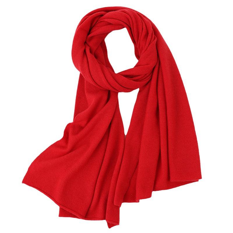 New Solid Color Cashmere Knit Scarf - Fashionable Winter Shawl for Couples