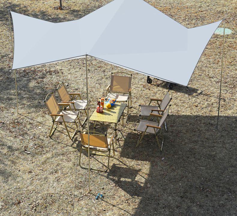Forest Bee Outdoor Schwarzes Vinyl Campingzelt mit Regenschutz und Sonnenschutz, Sechseckiges/Achteckiges Schmetterlingsdesign, Silberbeschichtet.