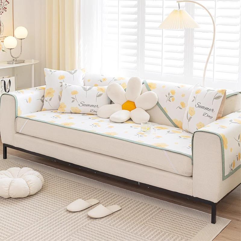 Ice Rattan Mat Sofa Cushion Summer Non-Slip Cool Seat Cushion Cute Cream Wind Summer Sofa Cover Cloth Towel