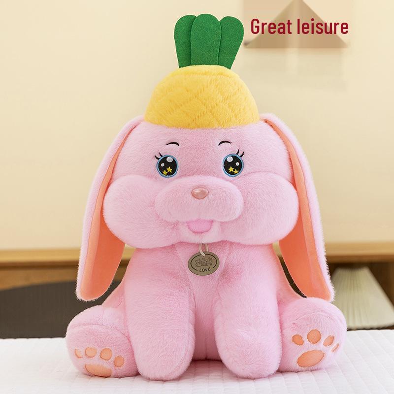 

Плюшевая кукла кролика-ананаса с висячими ушами - Подушка для девочек и подарок на день рождения 30cm 0.3kg розовый