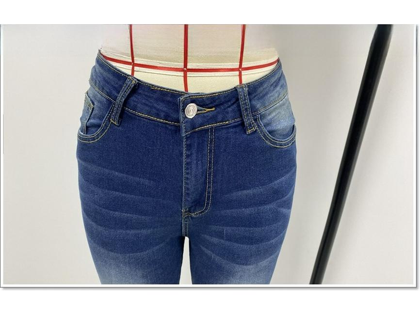 European & American Slim Beaded Butterfly Floral Women's Pencil Jeans