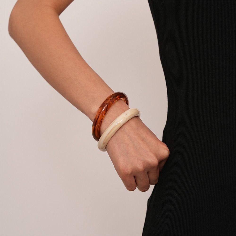 Bohemian Chunky Bracelets Geometric Retro Hand Ring Exaggerated Resin Bangles  Girls Gift