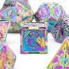 7 Pcs Colorful Double Swords Metal Dice Solid Polyhedral Dice Set Suitable for Role-Playing RPG  DND Pathfinder Board Game