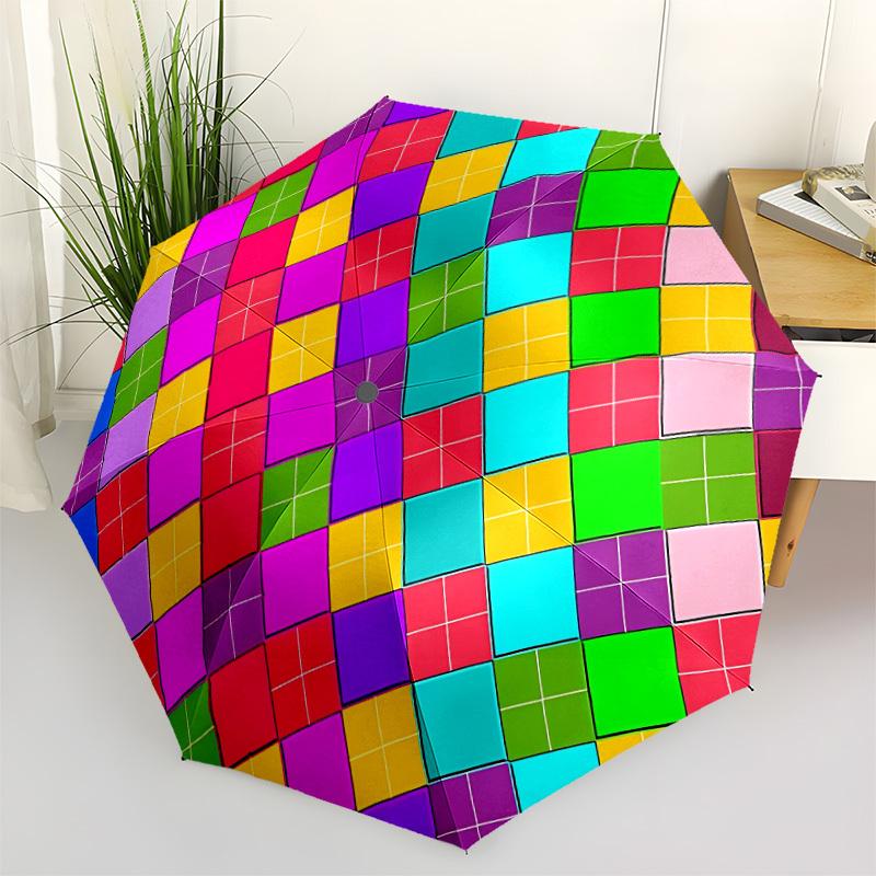 

1pc Colorful Diamonds Automatic Umbrella Portable Home Essential Umbrella, Iron Umbrella Structure Suitable for All Seasons yy251123142