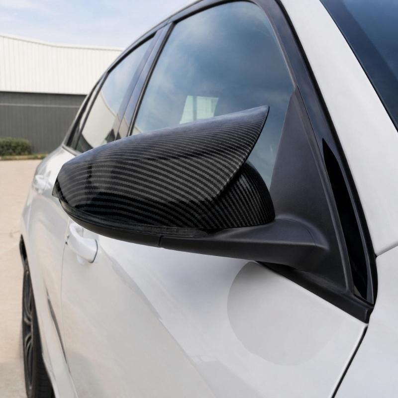 Side Mirror Housing Covers, Molded ABS Pair with Clearance Around Integrated Turn Signals After Adhesive Installation