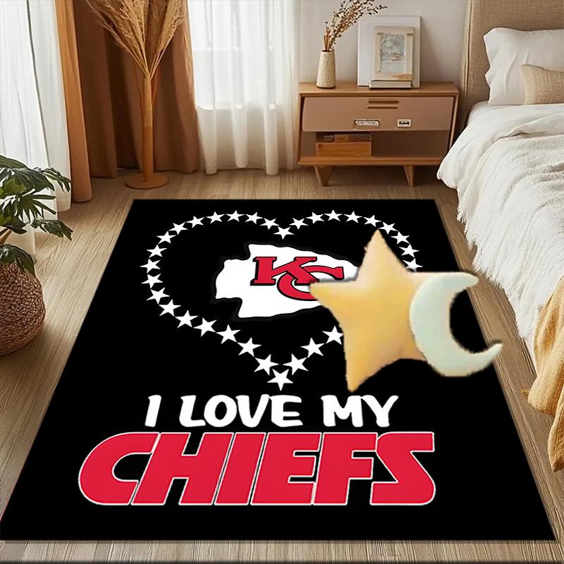 Kansas City Chiefs Pattern Rug Game Carpet, Floor Mat for Bedroom Living Room Entryway Rug, Home Decor Idea Gift for Christmas birthday