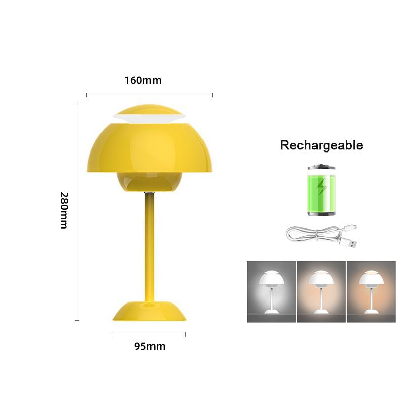 Rechargeable Alloy with ABS Table Lamp 3 Speed Adjustment Indoor Lighting Fixture Flower Bud Desk Lamps Home Decor Night Light