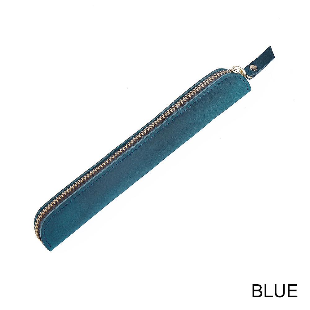 AIGUONIU Mini Handwritten Leather Pencil Case Portable Cowhide Zipper Pen Protective Case