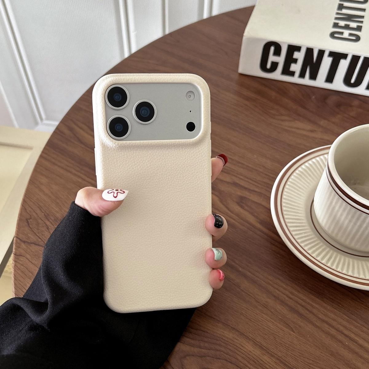 

Litchi Leather Texture Solid Color Phone Case For iPhone 17 Air 16 15 14 13 12 11 Pro Max Plus Business Shockproof Cover iPhone 11