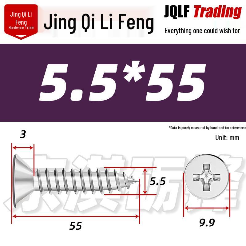 304 Stainless Steel Countersunk Self-Tapping Screw for Furniture & Outdoor Construction (GB/T 846)