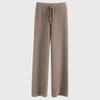 Women's Soft Wool Wide-Leg Pants for Autumn/Winter - White Drape Knit Mopping Style